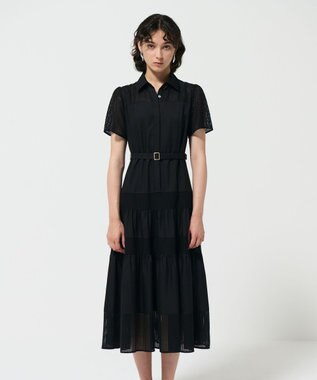 GRACE CONTINENTAL メッシュコンビシャツワンピース ブラック