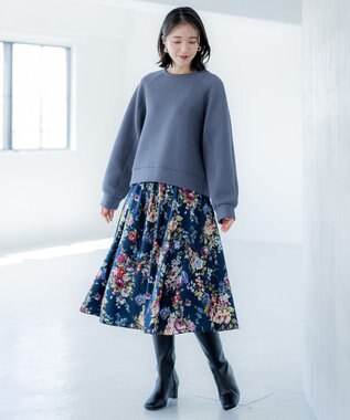 組曲 S 【23AW】ローズブーケプリント フレアスカート ネイビー系5
