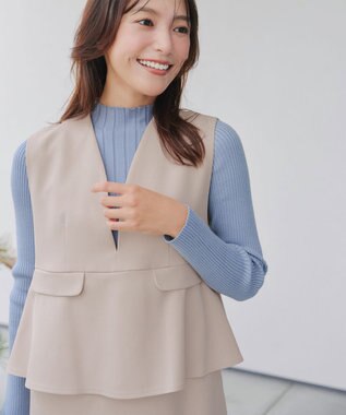 Tiaclasse 【安田美沙子さん着用】ペプラムジャンスカワンピース ベージュ