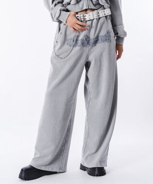 WEGO 【ウエストゴム/ユニセックス着用ITEM】ブリーチハトメスウェットパンツ グレー