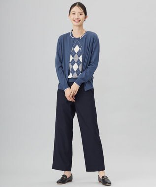 J.PRESS LADIES 【洗える】アーガイル ツイン ニット ブルーグレー系