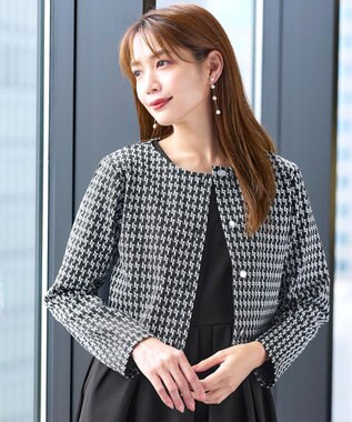 Tiaclasse 【洗える】カットジャガードコンパクトカーディガン オフホワイト