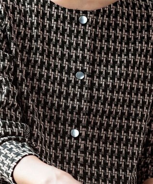 Tiaclasse 【洗える】カットジャガードコンパクトカーディガン ベージュ