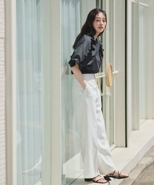 #Newans 【撥水・吸水速乾】コンビネーションフリルスリーブカットソー ホワイト系