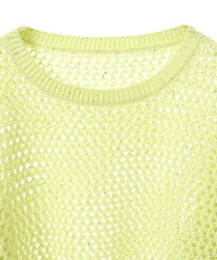 earth music&ecology スパンコールメッシュニットプルオーバー Lime Green