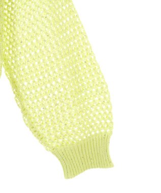 earth music&ecology スパンコールメッシュニットプルオーバー Lime Green