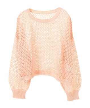earth music&ecology スパンコールメッシュニットプルオーバー Pink Orange