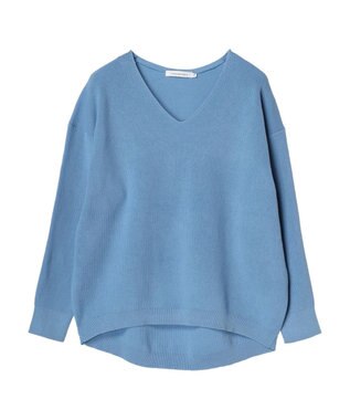 AMERICAN HOLIC Ｖネック片畦ニットプルオーバー Sax