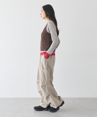 earth music&ecology SET2点ハイショクシアータンクトップ+ロンT Brown