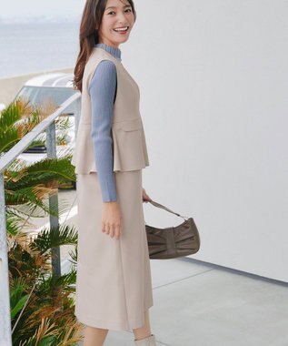 Tiaclasse 【安田美沙子さん着用】ペプラムジャンスカワンピース ベージュ