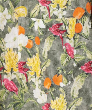 JOSEPH ABBOUD 【TEXTA・リネン100％】BIRD＆フラワープリントシャツ カーキ系6