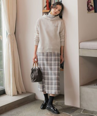 J.PRESS LADIES スラブ調チェック プリント スカート グレーチェック系