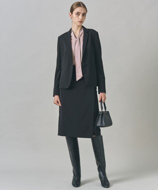 ICB L 【接触冷感・UVケア・速乾・洗える】BackSatinAmunzen 配色ボウタイブラウス ヘイズピンク系