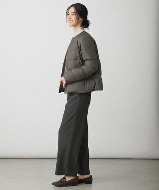 J.PRESS LADIES 【洗える】ライトダウン ノーカラー ジャケット モカグレー系