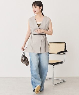 AMERICAN HOLIC 【先行予約】ベルト付きジレ Gray Beige