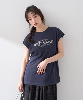 earth music&ecology 【接触冷感/洗濯機可】Ｈａｕｔｓ－ｄｅ－ＦｒａｎｃｅフレンチＴ Dark Navy