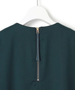 23区 L 【洗える】メリノウールサテン ワンピース グリーン系