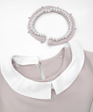 Tiaclasse 【3WAY・ストレッチジョーゼット】付け襟チュニック グレージュ