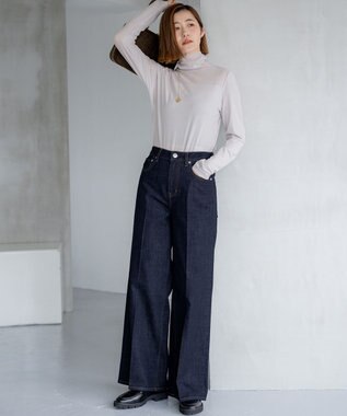 23区 L 【滝沢眞規子さん着用/RED CARD TOKYO×23区】 センタープレス デニム ワイド パンツ ネイビー系