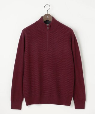 JOSEPH ABBOUD カシミヤブレンド ハイネック ZIP プルオーバーニット ワイン系