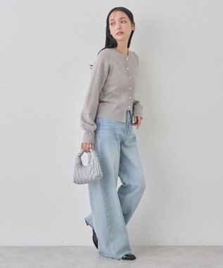 earth music&ecology ラメジャカードカーディガン Light Gray