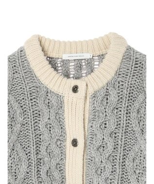 AMERICAN HOLIC 配色ケーブルニットカーディガン Light Gray Mixture