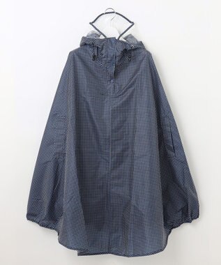 MOONBAT FLAT PURE サイクル レインポンチョ チェック 自転車 収納袋付き ネイビーブルー