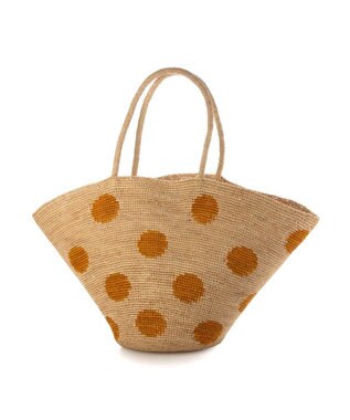 UNBILLION カシュカシュ cachecache / ドット柄ラフィアビッグトートバッグ カゴバッグ イエロー