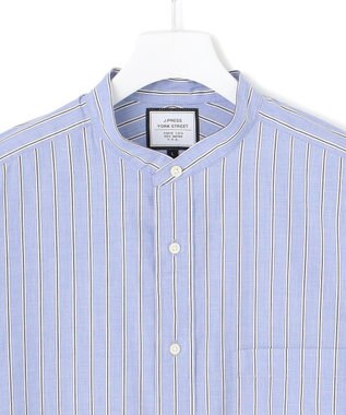 J.PRESS YORK STREET 【UNISEX】タイプライターストライプ バンドカラーシャツ サックスブルー系1
