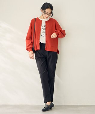 ANY L スウェットライクニットカーディガン オレンジ