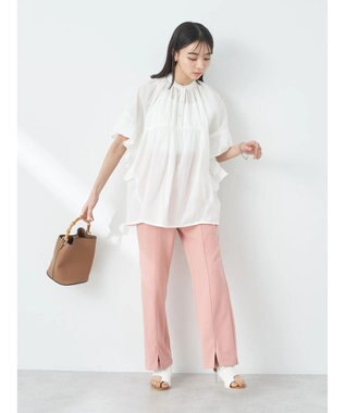 earth music&ecology コットンボイルボリュームブラウス Off White