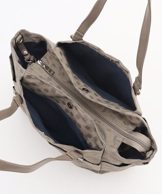 Y'SACCS ドットジャガードポーチ付きトートバッグ ライトグレー