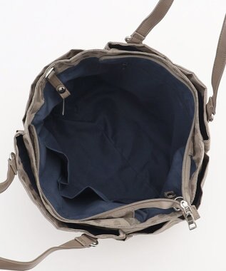 Y'SACCS ドットジャガードポーチ付きトートバッグ ライトグレー