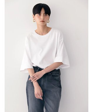 AMERICAN HOLIC 接触冷感ＳＺ５分袖カットプルオーバー Off White