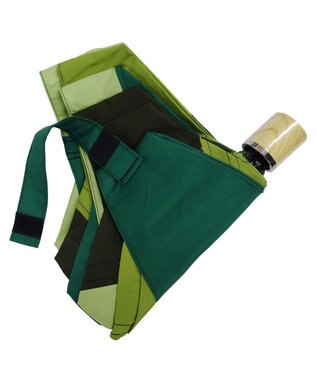 +RING 【限定/日本製】レディース向け パッチワーク プラスリング 折傘55cm GRN SR320 緑