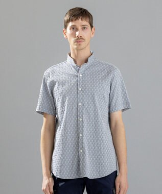 JOSEPH HOMME シガーカッタージャガード　ウイングカラー半袖シャツ ライトグレー系