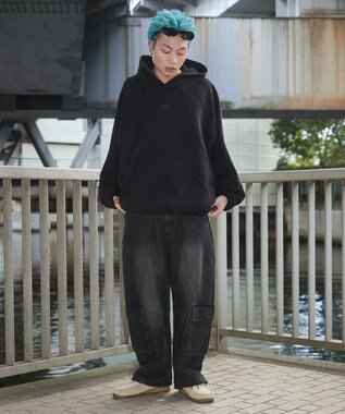 WEGO スウィッチングデニムカーゴパンツ デニムブラックソノタ