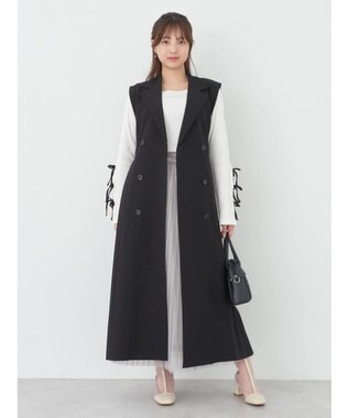 earth music&ecology サイドプリーツジレンチ Black