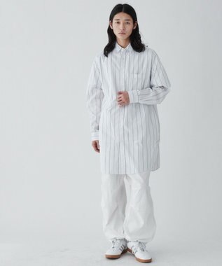 WEGO ストライプロングシャツ ホワイトストライプ