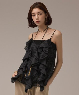 GRACE CONTINENTAL エンブロイダリーキャミブラウス ブラック