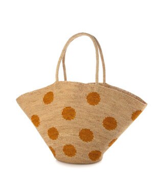 UNBILLION カシュカシュ cachecache / ドット柄ラフィアビッグトートバッグ カゴバッグ イエロー