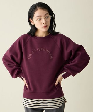 ANY L ロゴ刺繍ダンボールトレーナー ワイン