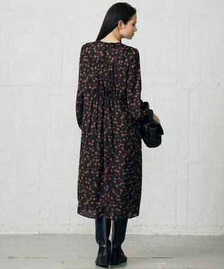 自由区 L マルチポルカドットプリント ワンピース ブラックベース