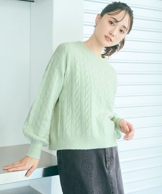 ANY SIS 【洗える】ケーブルAir ニット ミント
