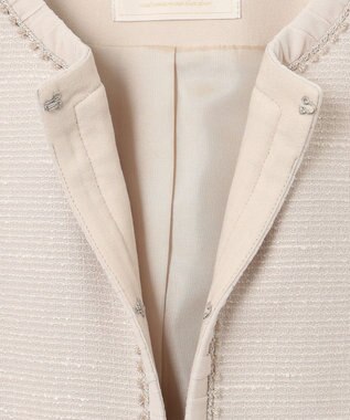 ANY SIS 【セットアップ対応】リップルボーダー ノーカラー ジャケット シャンブレーベージュ