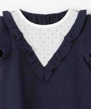 組曲 KIDS 【150-160㎝】サッカーストライプ ブラウス ネイビー