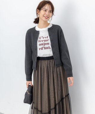 組曲 L 【加藤ローサさん着用】プリントロング Tシャツ ロゴホワイト系