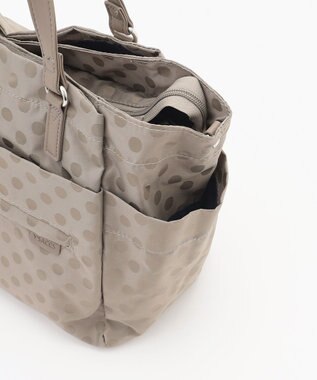 Y'SACCS ドットジャガードポーチ付きトートバッグ ライトグレー
