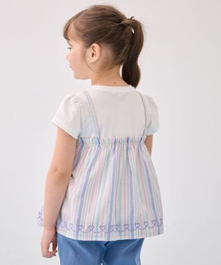 ANY KIDS キャミソール ドッキングTシャツ マルチストライプ