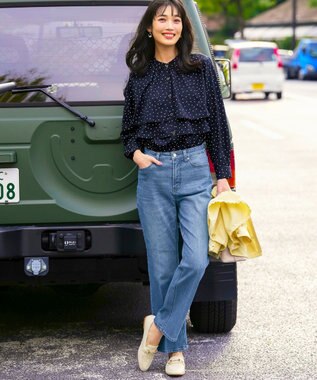 ANY SIS L センタープレスセミフレア デニム インディゴ